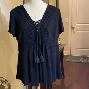 Torrid size 00 Elegant Black Lace-Up Women's Top